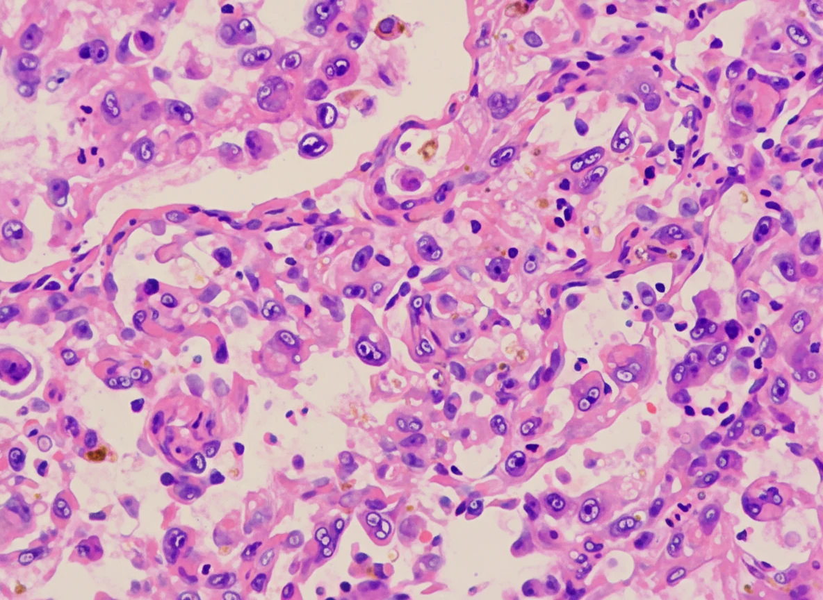 Figure 6.Epithelioid malignant cells, with evident cellular atypia and mitotic figures.(Courtesy Dr.V.Penopoulos).